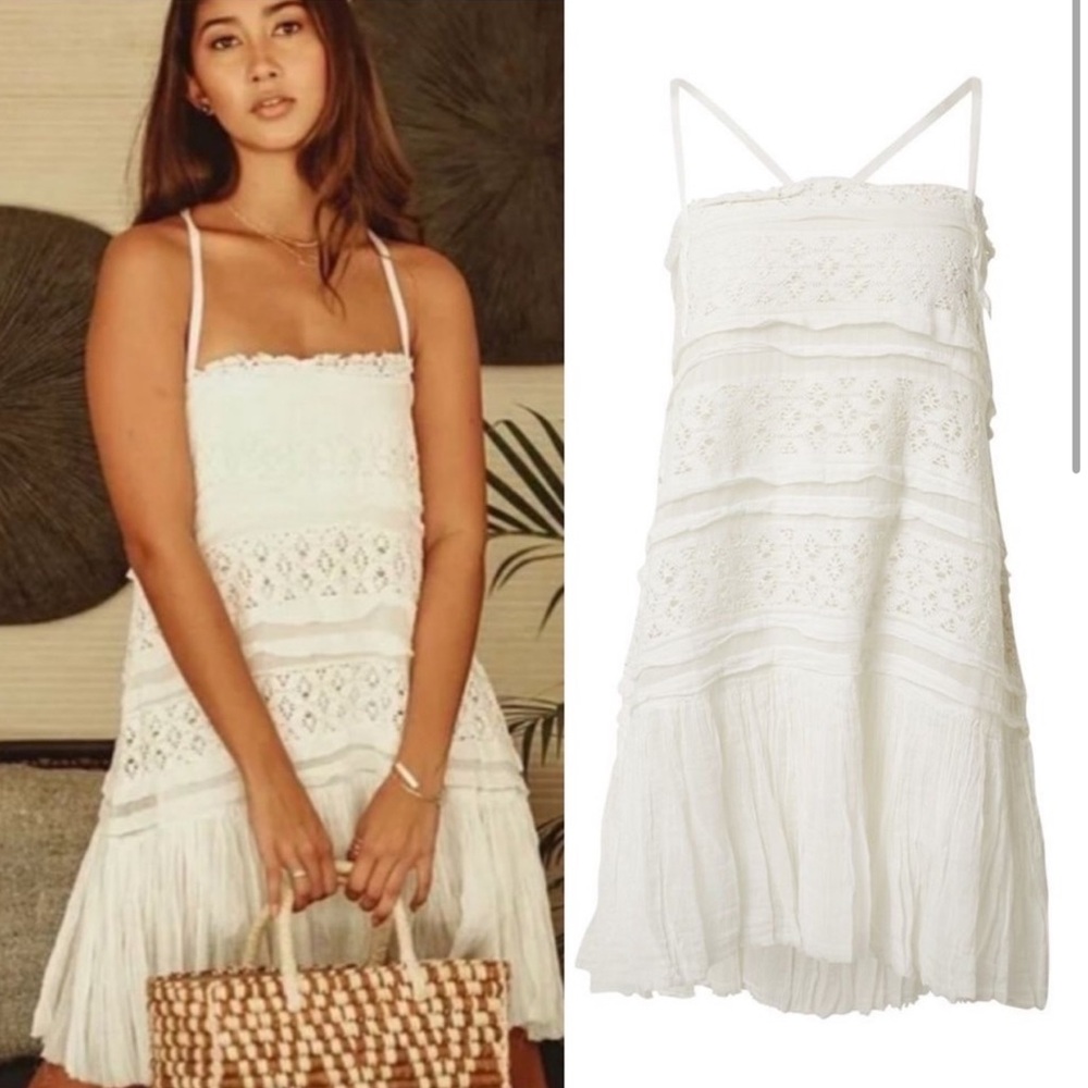 Free People Graduation Dress Mini Dress in White Ivory  M Wedding Bridal